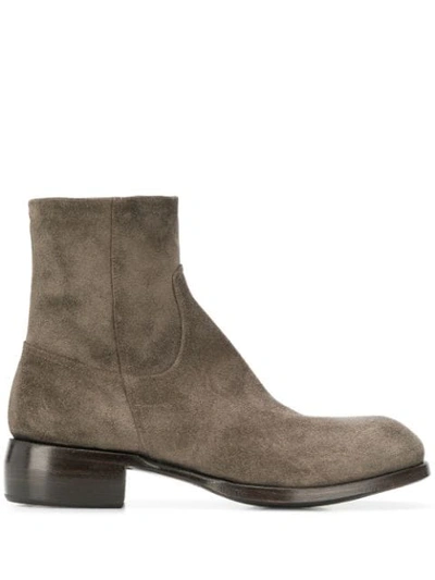 Rocco P. Block Heel Ankle Boots In Grey