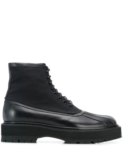 Givenchy Camden Leather And Canvas Boots In Black