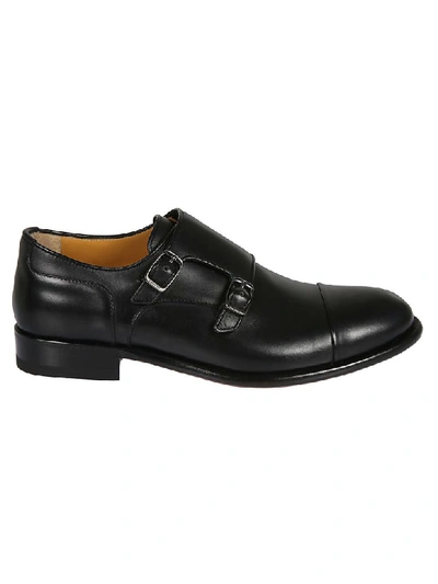 A.testoni Classic Monk Shoes In Black/dark Metal