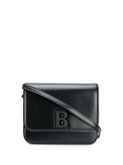 Balenciaga B Shiny Leather Crossbody Bag In Black