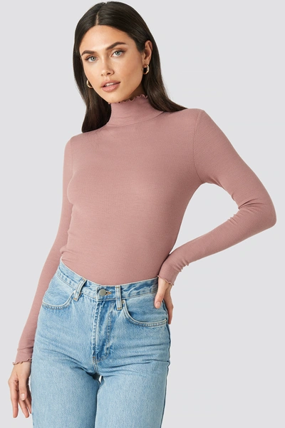 Na-kd Ribbed Polo Babylock Top - Pink In Dusty Dark Pink | ModeSens