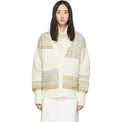 3.1 Phillip Lim / フィリップ リム 'fairisle' Panelled Patchwork Cardigan In White