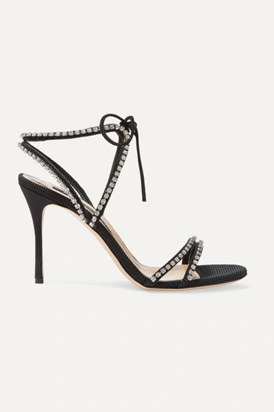 Sergio Rossi Crystal-embellished Faille Sandals In Black