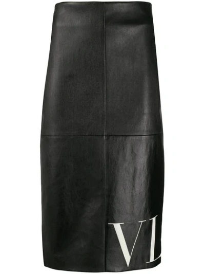 Valentino Vltn Print Pencil Skirt In Black