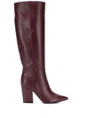 Sergio Rossi Knee-length Pointed Toe Boots In Red