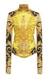 Versace High-necked Printed Jersey Bodysuit