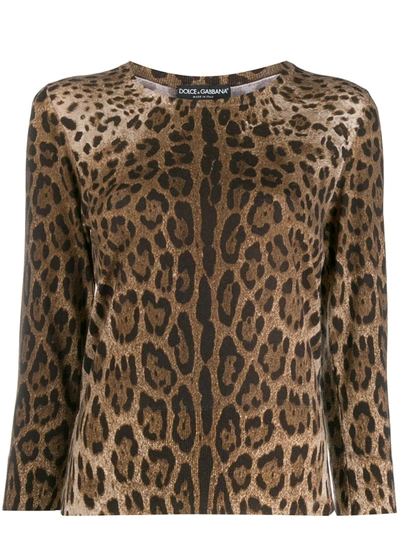 Dolce & Gabbana Leopard Pattern Jumper In Brown