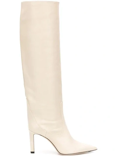 Jimmy Choo Mavis Leather Knee Boots In White