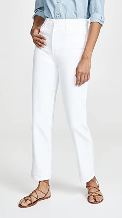 J Brand Wynne Cropped Embroidered High-rise Straight-leg Jeans In White