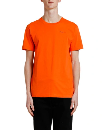 Off-white Men's Slim Logo Crewneck T-shirt In Orange/black