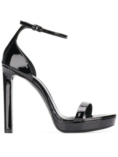 Saint Laurent Hall Patent Leather Sandals In Black