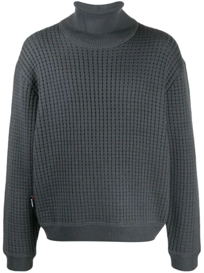 Affix Grey Wool Waffle Knit Turtleneck