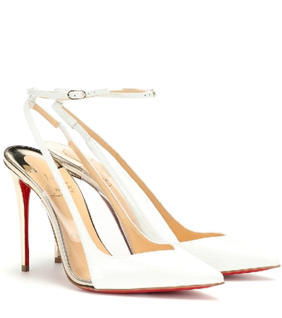 Christian Louboutin Optichoc 100 Leather Slingback Pumps In White