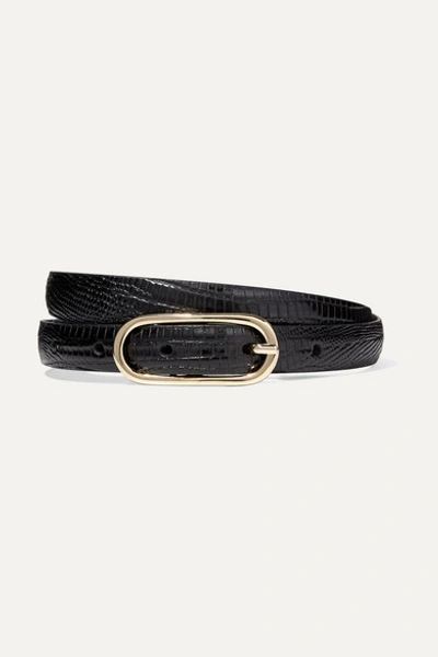 Anderson's Lizard-effect Leather Belt In Black