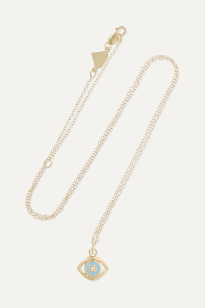 Alison Lou Evil Eye 14-karat Gold, Diamond And Enamel Necklace