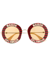 Gucci Maison De L'amour Round-frame Enamel And Gold-tone Sunglasses In Red