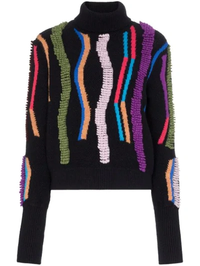 Peter Pilotto Loop Embroidered Turtleneck Jumper In Blue