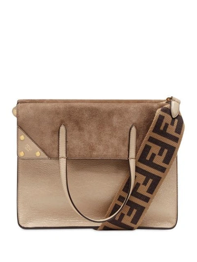 Fendi Flip Leather & Suede Crossbody Bag In Pink Multi