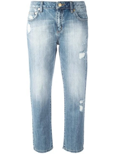 Michael Michael Kors Stonewashed Cropped Jeans In Blue