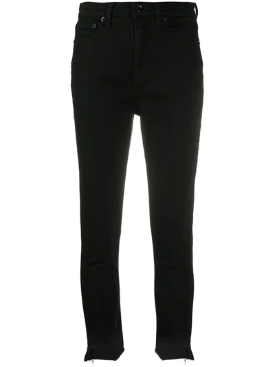 Rag & Bone Nina Cropped Distressed High-rise Skinny Jeans In Black