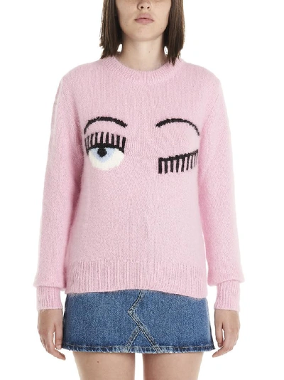 Chiara Ferragni Flirting Eyes Sweater In Pink
