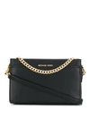 Michael Michael Kors Jet Set Leather Chained Crossbody In Black