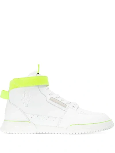 Marcelo Burlon County Of Milan White Leather Hi Top Sneakers