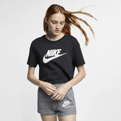 Nike Women's  Sportswear Essential Cropped Logo T-shirt In Black