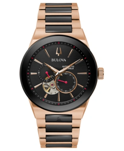 Bulova Men's Automatic Grammy Two-tone Stainless Steel Bracelet Watch 41mm In Two Tone  / Black / Gold Tone / Rose / Rose Gold Tone