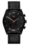 Mvmt Men's Element Ember Black Stainless Steel & Leather-strap Chronograph Watch