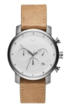 Mvmt Men's Chronograph Chrono 40 Brown Leather Strap Watch 40mm In Caramel/ White