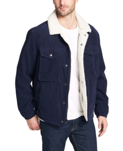 Levi's Men's Fleece-lined Corduroy Trucker Jacket In Navy