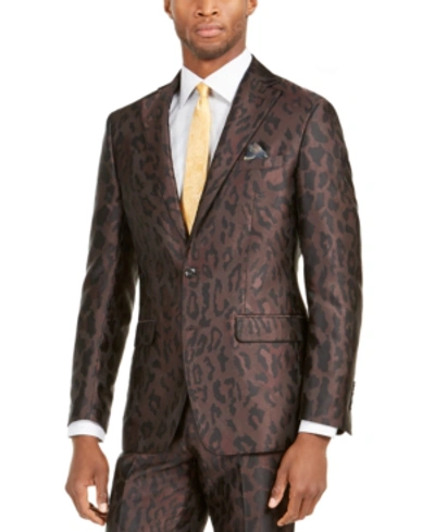 Tallia Orange Men's Slim-fit Leopard-print Suit Jacket