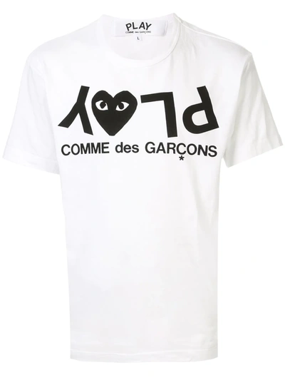 Comme Des Garçons Upside Down Logo Short Sleeve Tee In White