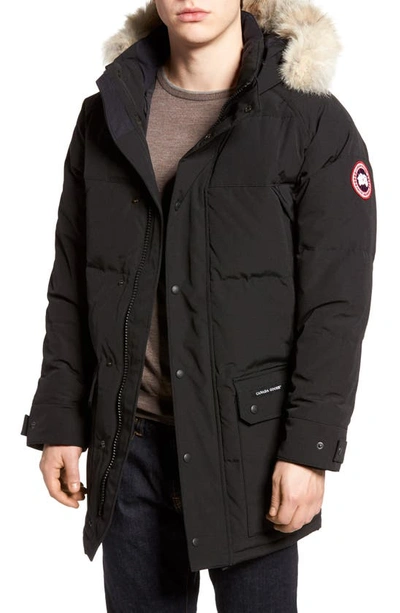 Canada Goose Emory Slim Fit Genuine Coyote Fur Trim Parka In Black