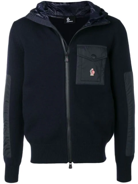 Moncler Grenoble Padded Wool-blend Hooded Zip-up Cardigan In Blue ...