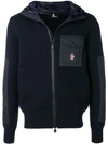 Moncler Padded Wool-blend Hooded Zip-up Cardigan In Blue