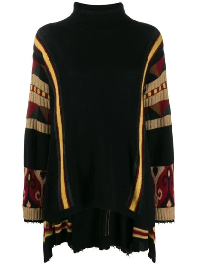 Etro Destroyed Edges Patterned Over Sweater In Black