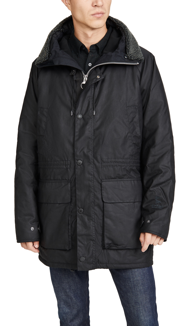 Barbour Fenton Waxed Cotton Hooded Jacket In Black ModeSens