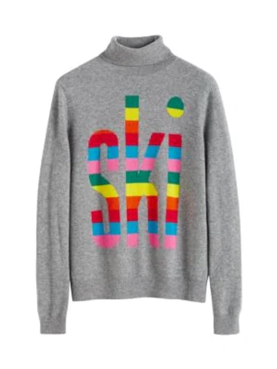 Chinti & Parker Rainbow Ski Cashmere Turtleneck Sweater In Grey