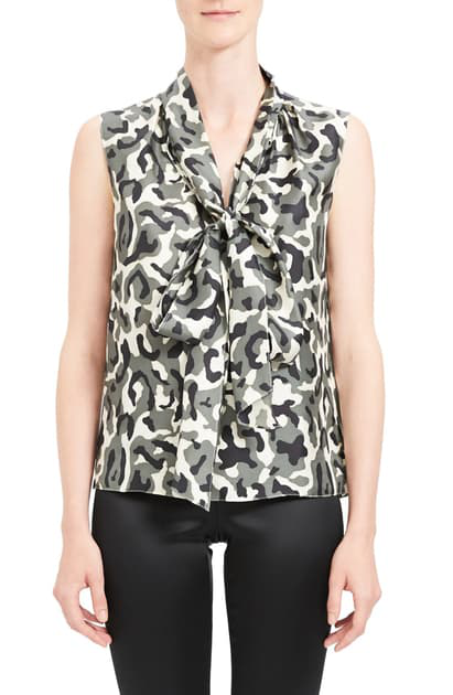 camouflage silk blouse