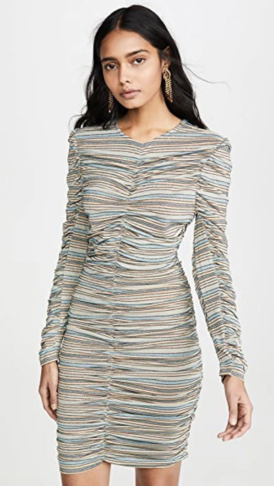Stine Goya Aida Blake Metallic Stripe Dress In Stripes Blue