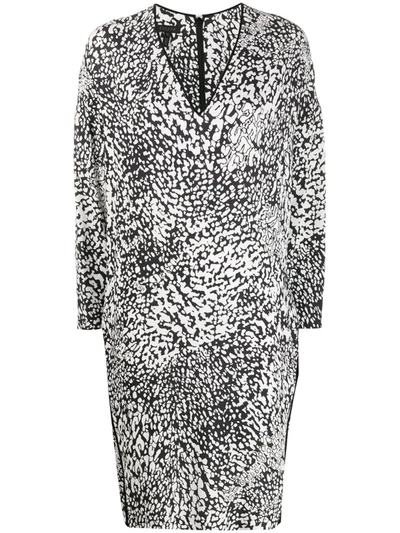 Escada Dixani Abstract Leopard-print Shift Dress In Black Leopard