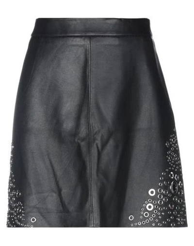 Michael Michael Kors Eyelet-embellished Leather Mini Skirt In Black