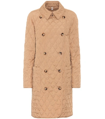 Burberry Diamond Quilted Double-breasted Coat In Neutrals
