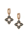 Roberto Coin Women's Petite Venetian 18k Rose Gold, Black & White Diamond Drop Earrings