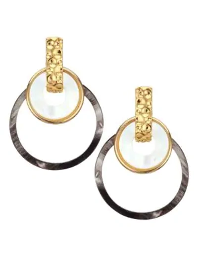 Akola Women's Mother-of-pearl & Horn Triple-hoop Earrings In Yellow Goldtone