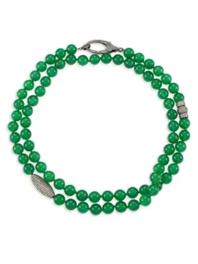 Nina Gilin Women's Green Sapphire & Diamond Pavé Long Beaded Necklace