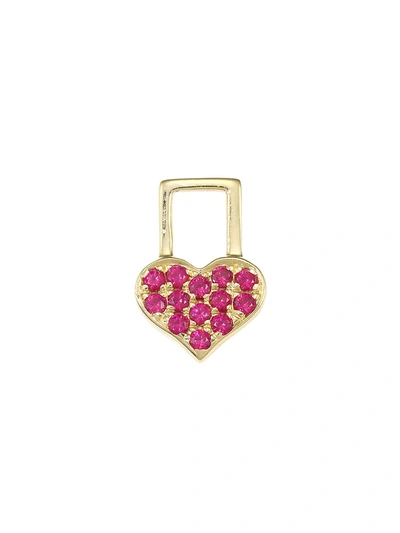 Robinson Pelham Earwish 14k Yellow Gold & Ruby Heart Single Earring Charm