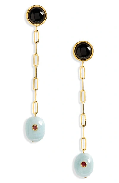 Lizzie Fortunato Women's Moroccan Modern Goldplated & Multi-stone Chain Drop Earrings In Blue-lt